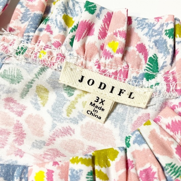 JODIFL Flutter Sleeve Top 3X pink floral ruffle blouse boxy high neck plus size - Picture 7 of 12